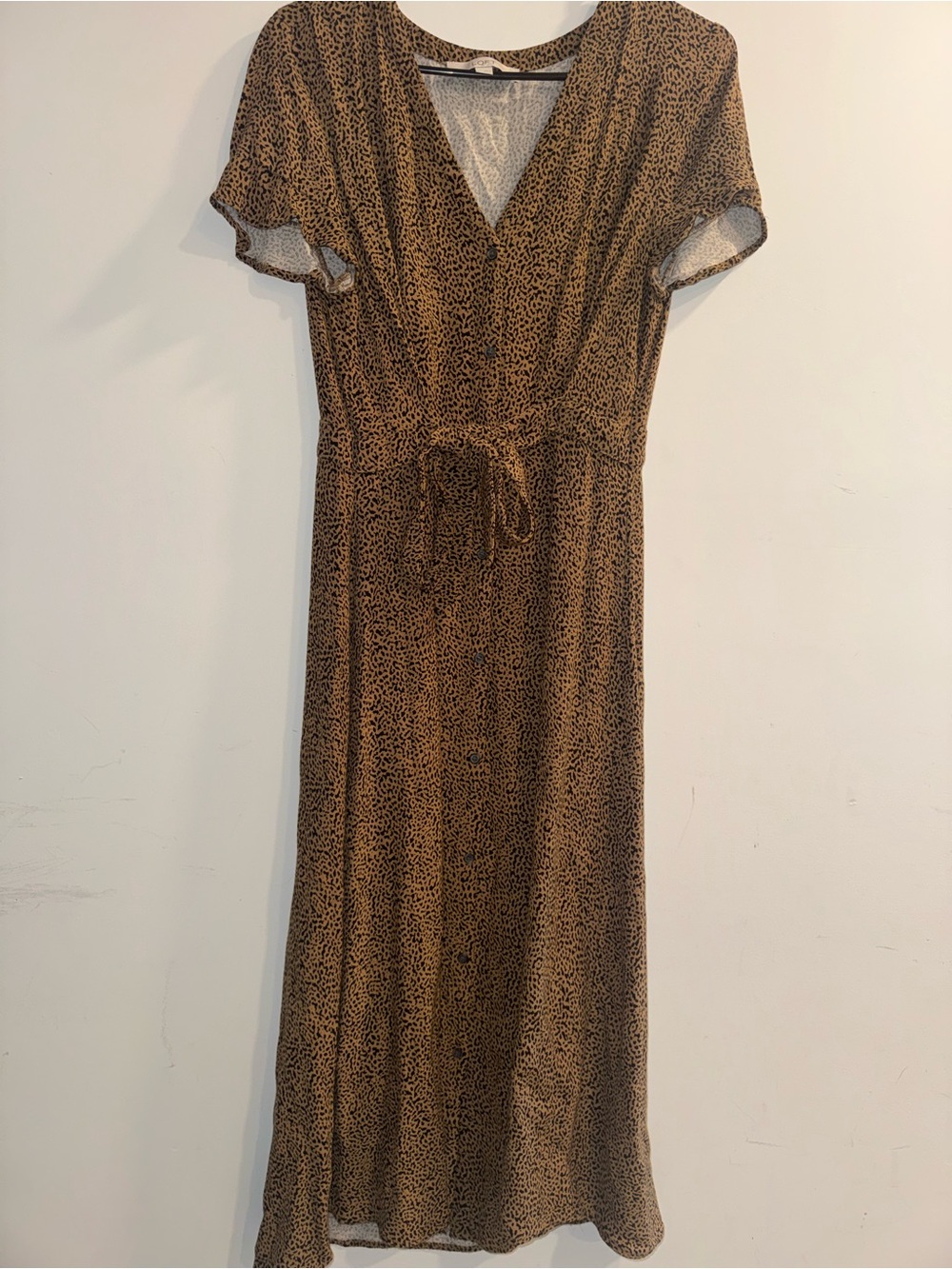 Loft Brown Leopard Print Midi Dress - Women